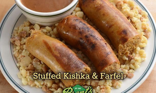 Brent's Delicatessen Restaurant Northridge Westlake Village Los Angeles Stuffed Kishka Farfel Deli 101